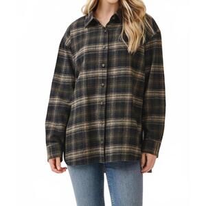 NEW FINAL TOUCH jolie flannel shirt in olive/black